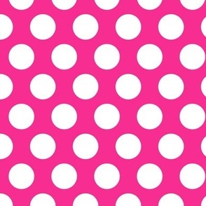 one inch white polka dots on pink