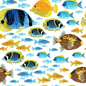 Bright pattern with colorful tropical fish