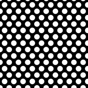 half inch white polka dots on black