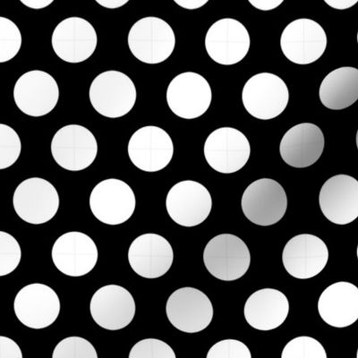 one inch white polka dots on black