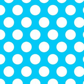 one inch white polka dots on blue