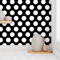 three inch white polka dots on black