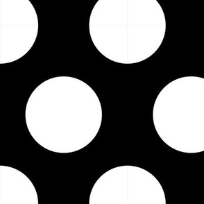 three inch white polka dots on black