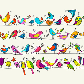 Cute birds family Pattern. Childish Style