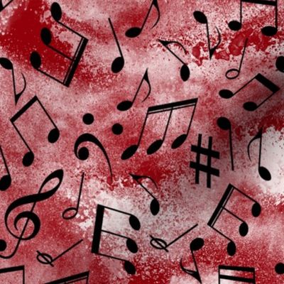 Musical notes on distressed crimson