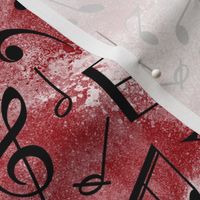 Musical notes on distressed crimson