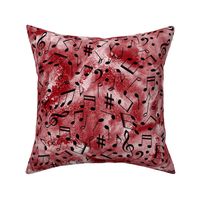 Musical notes on distressed crimson