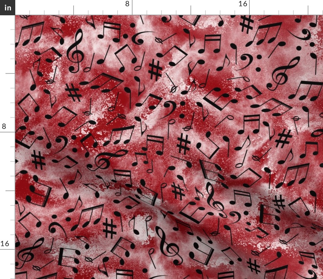 Musical notes on distressed crimson