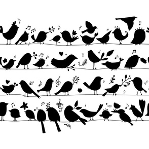   Cute birds family Pattern. Childish Style