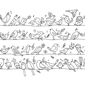  Cute birds family Pattern. Childish Style