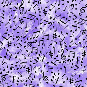 Musical notes on distressed unicorn dreams purple