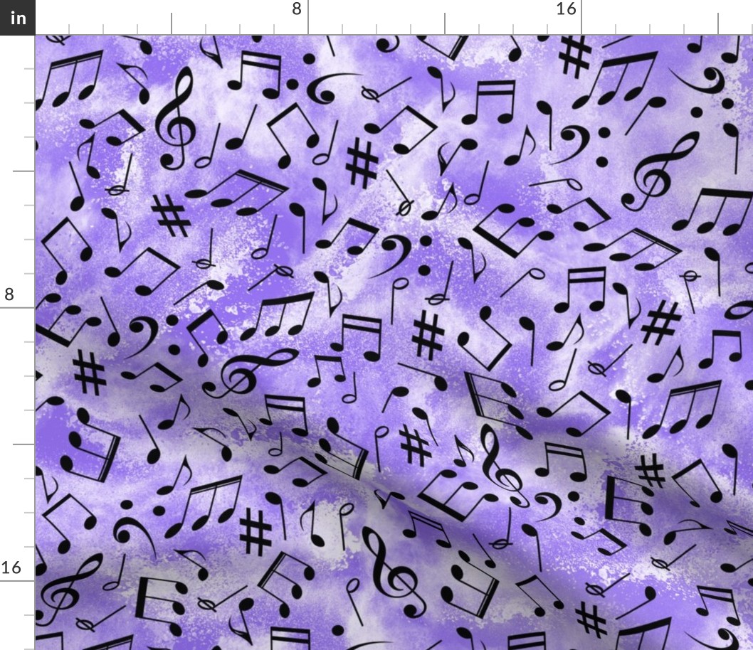 Musical notes on distressed unicorn dreams purple