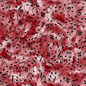 Musical notes on distressed crimson  small scale