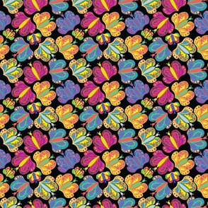 Colorful Fantasy Butterflies Black Background