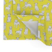 Pittbull Party - small scale on yellow by BigBlackDogStudio