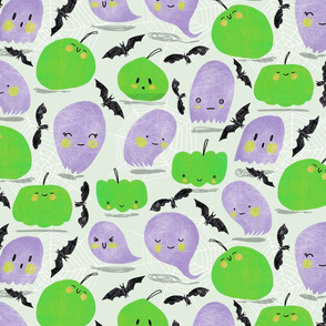 Ghosts and Pumpkins Green