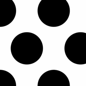 3 inch black polka dots on white