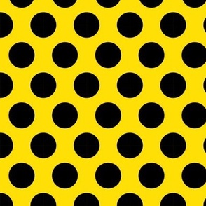 1 inch black polka dots on yellow