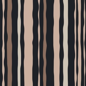 Hand Drawn Stripes - Black, brown - Big