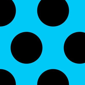 3 inch black polka dots on blue