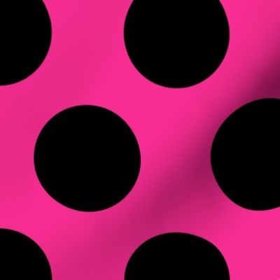 3 inch black polka dots on pink
