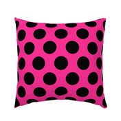 3 inch black polka dots on pink