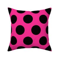 3 inch black polka dots on pink