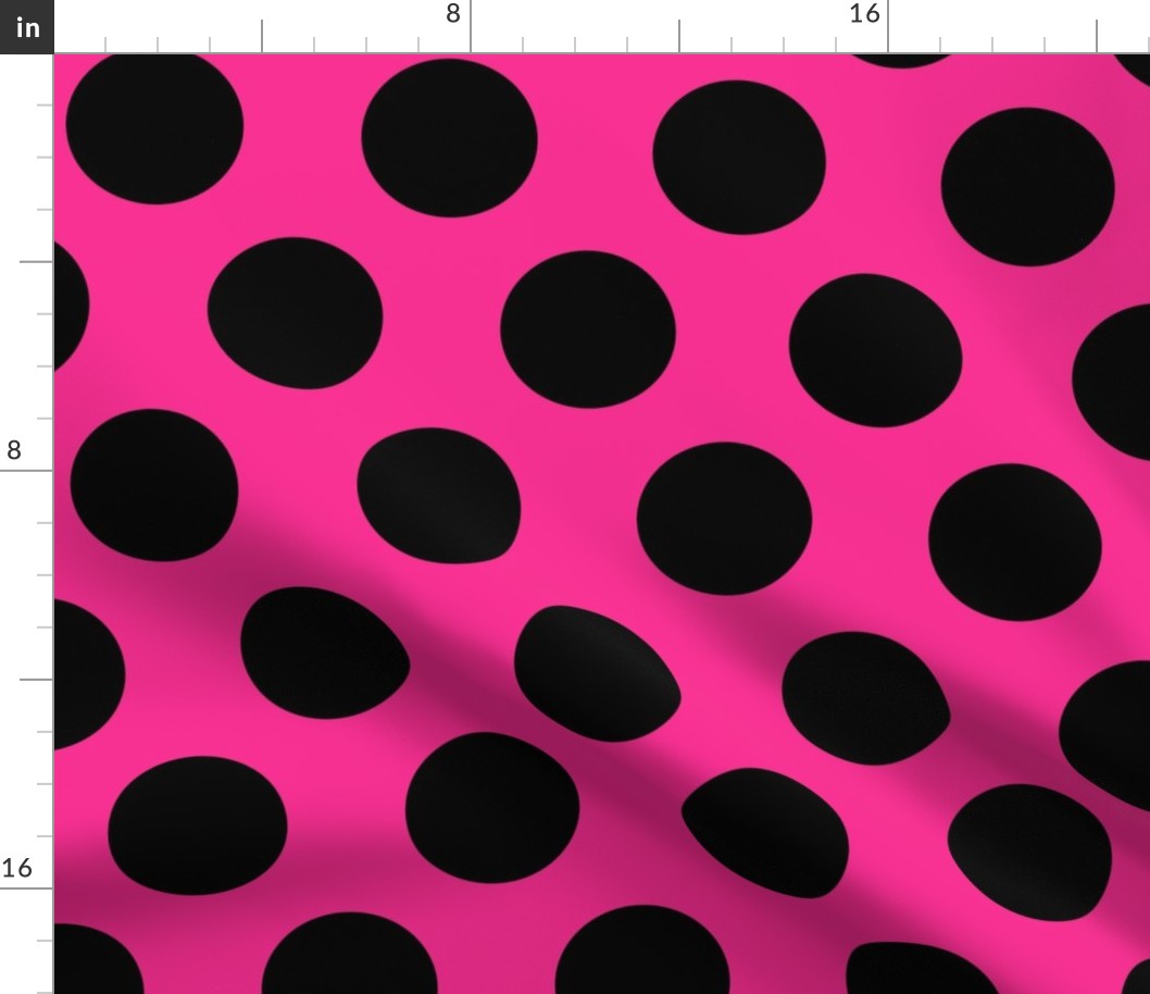 3 inch black polka dots on pink