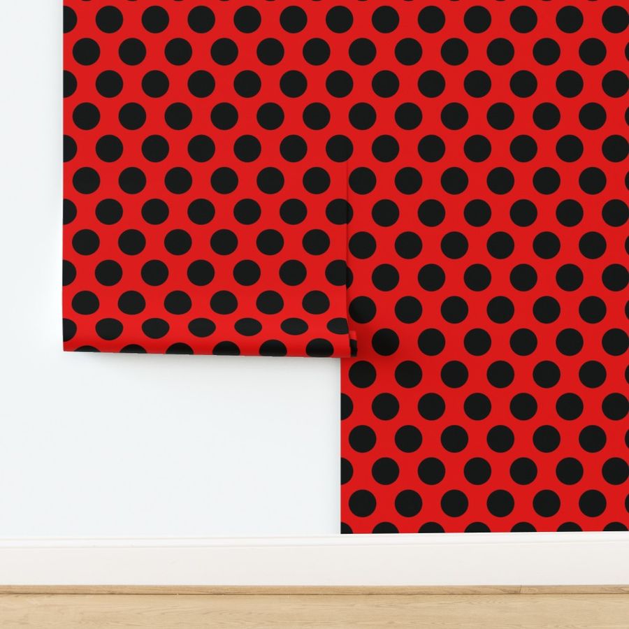 3 inch black polka dots on red