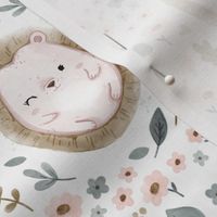 Cute Hedgehogs - BIG - fall watercolor sage peach pink
