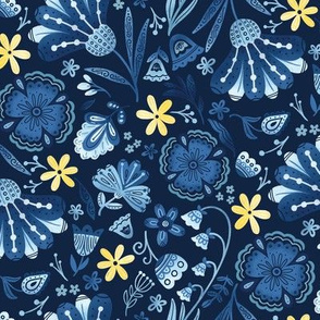 Blue Floral on Navy