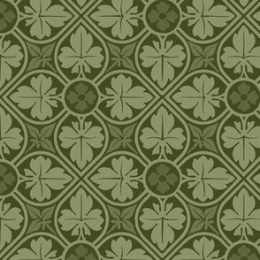 medieval-style floral, green
