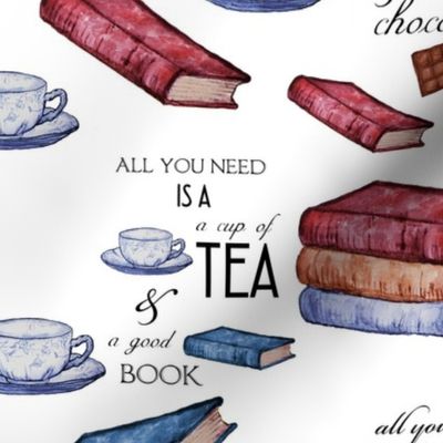 Books and Tea for Cozy Reading  on White