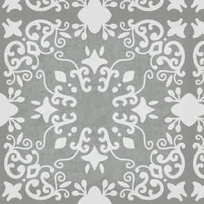 Hand-drawn Tiles white details with grey texture background