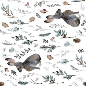 Rotated // Woodland Bunnies // White