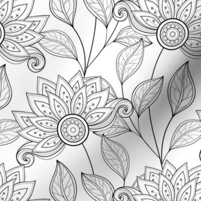 7,2 inch Floral pattern with abstract flowers f1_19-1m