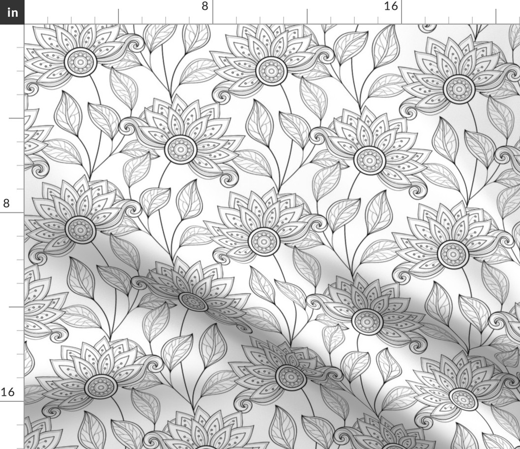 7,2 inch Floral pattern with abstract flowers f1_19-1m