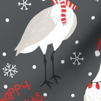 Bin Chicken Happy Holidays on mid Grey-large scale