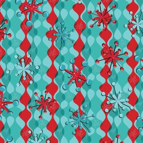 Retro Snowflakes in Red
