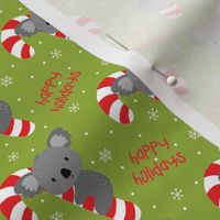 Koala and Candy Cane Happy Holidays on Bright Green-small scale