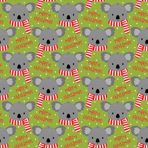 Cozy Koala Merry Christmas on Bright Green-medium scale