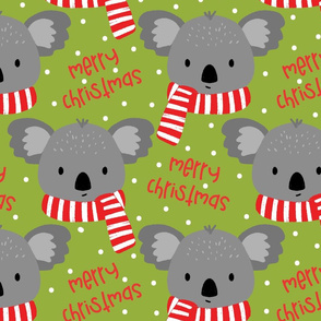 Cozy Koala Merry Christmas on Bright Green-large scale