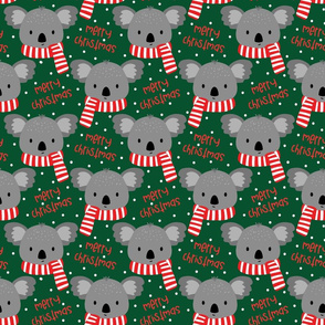 Cozy Koala Merry Christmas on Dark Green-medium scale