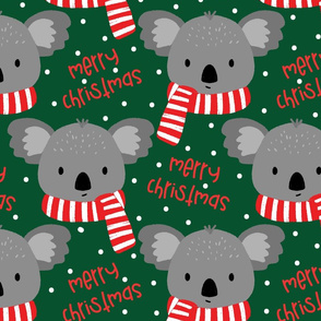 Cozy Koala Merry Christmas on Dark Green-large scale