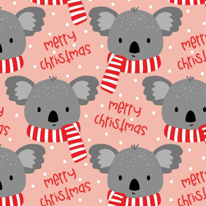 Cozy Koala Merry Christmas on Dusty Pink-large scale