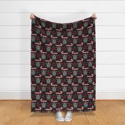 Merry Batmas- Cute Bat with Candy Cane on Darkest grey-large scale