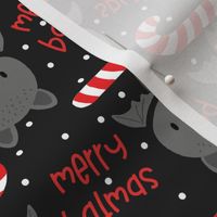 Merry Batmas_ Cute Bat with Candy Cane on Darkest grey-medium scale