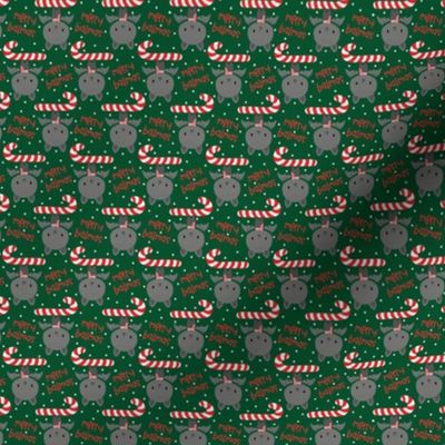 Merry Batmas_ Cute Bat with Candy Cane on Dark green-XS scale