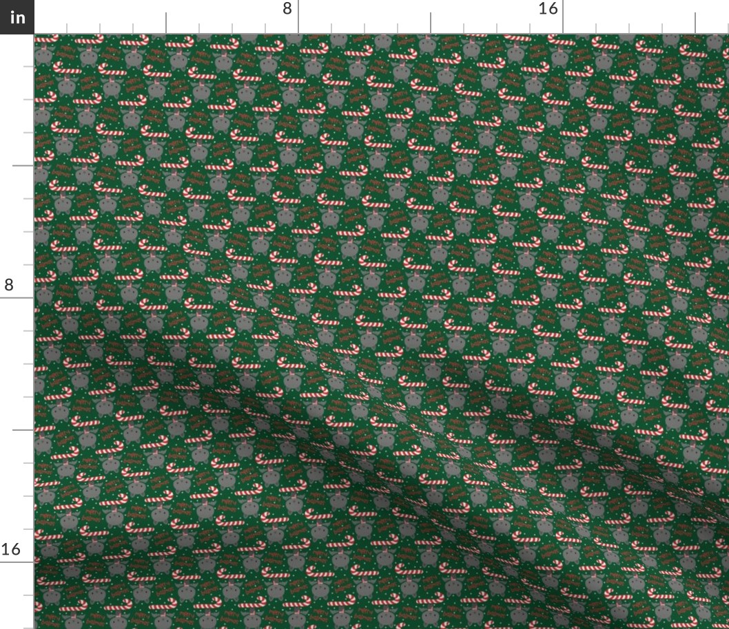 Merry Batmas_ Cute Bat with Candy Cane on Dark green-XS scale
