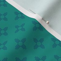 New Mexican Zia Sun Symbols in Tonal Turquoise